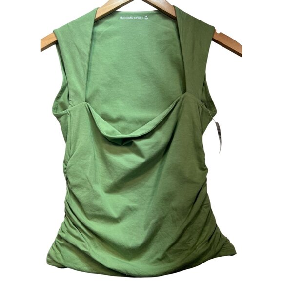 Abercrombie & Fitch Tops - Abercrombie & Fitch Women's Side Ruched Luxe Open Neck Top Sleeveless Sz M Green
